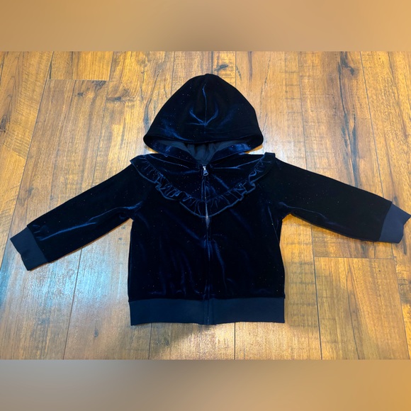 Little Me Night Sparkle Velour Hoodie Set, Navy Blue, 18 Months Christmas Winter - Picture 5 of 12